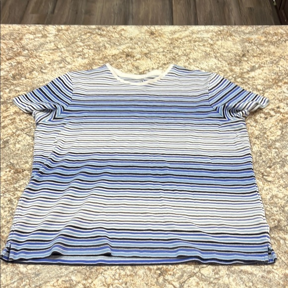 Studio Works Tops - Studio Works Women's Blue and White Striped Tee